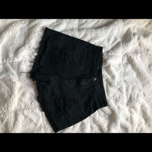 Black jean shorts